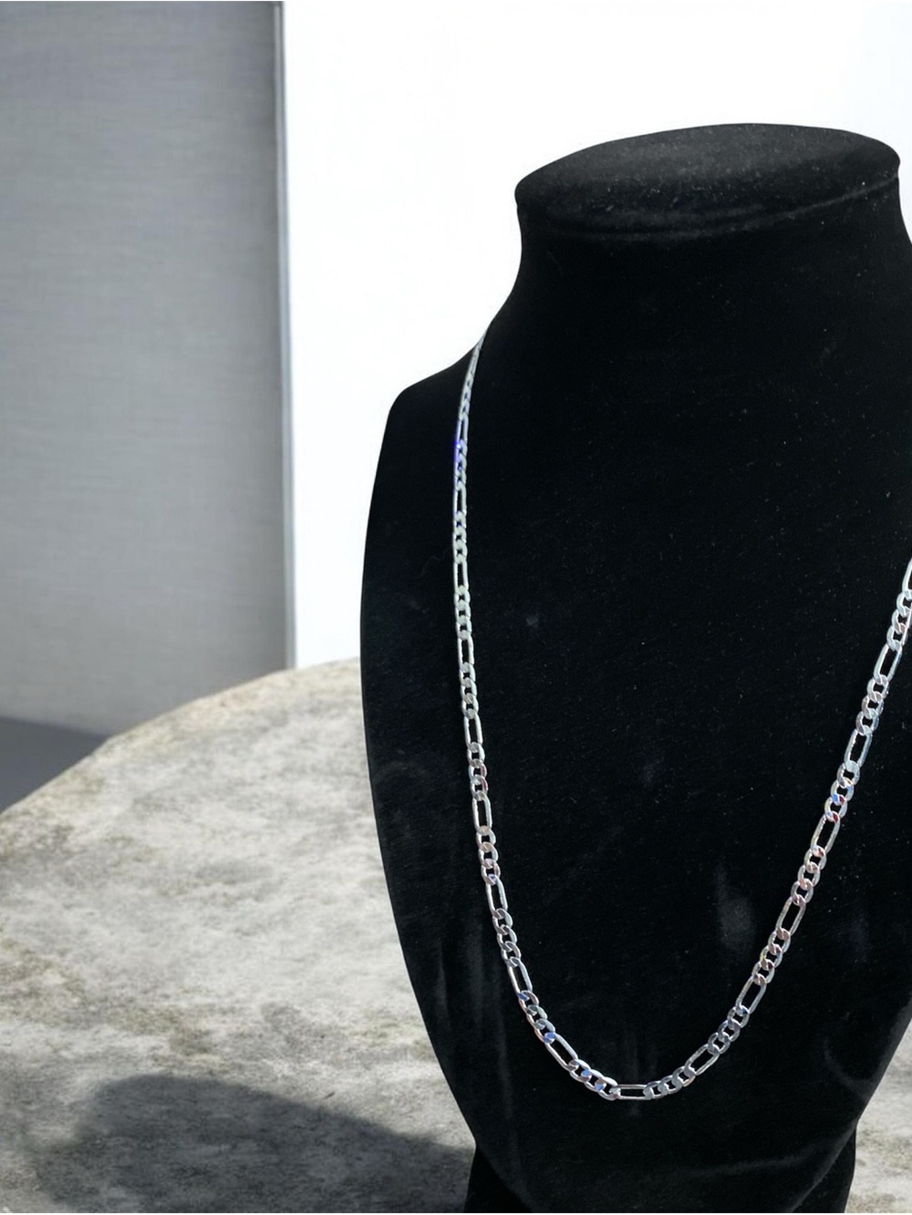 Sterling Silver Figaro Chain 4mm 20” in Length Unisex Necklace - Silver